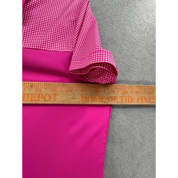 Footjoy Polo Shirt Womens Size M Pink Performance Knit Golf Polka Dot Stretch - Picture 8 of 10
